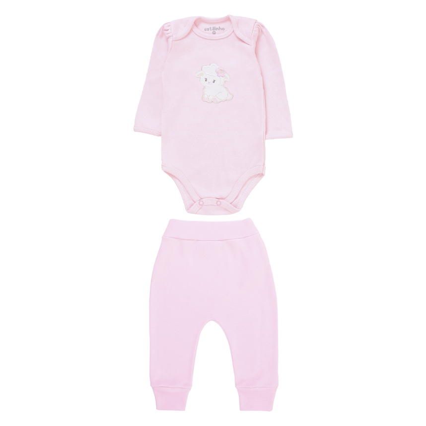Conjunto Bebê Estilinho Body Bordado E Calça 2 Peças