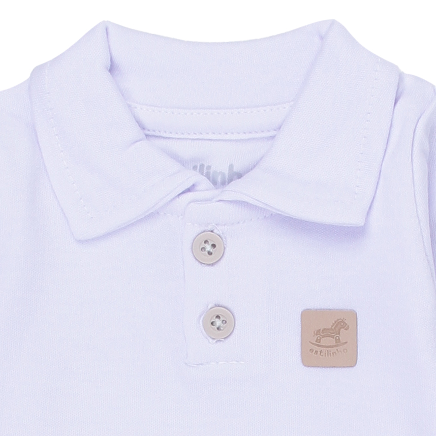 Body Bebê Estilinho Manga Longa Gola Polo Em Suedine