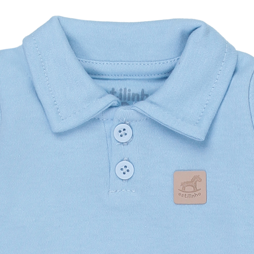 Body Bebê Estilinho Manga Longa Gola Polo Em Suedine