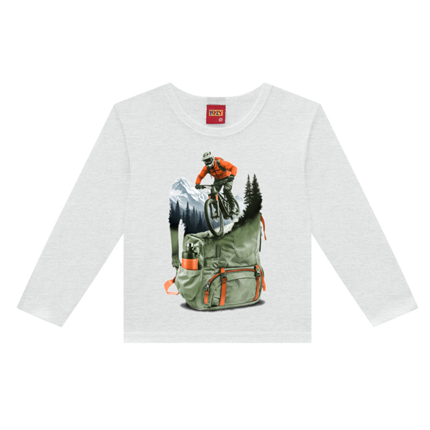 Camiseta Infantil Kyly Meia Malha Estampa Bike