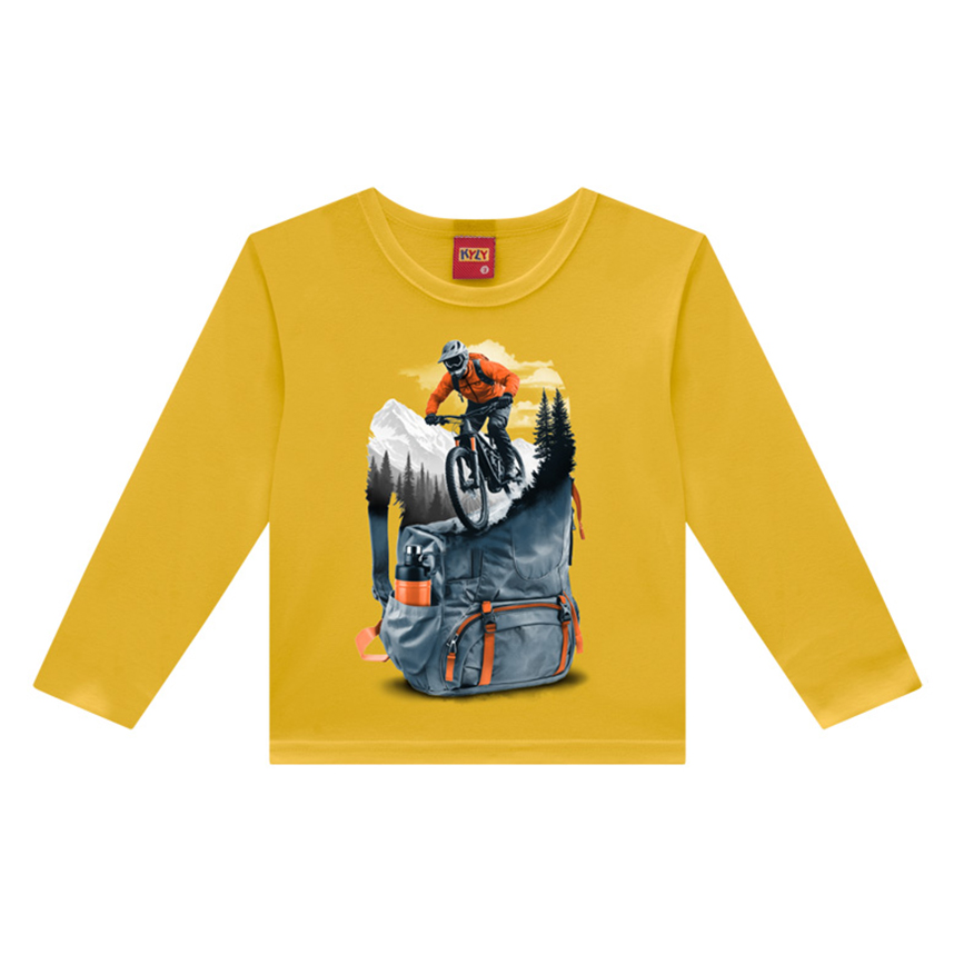 Camiseta Infantil Kyly Meia Malha Estampa Bike