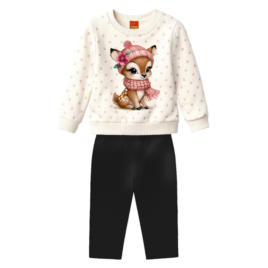 Conjunto Infantil Kyly Blusão Estampa Alce E Calça Legging