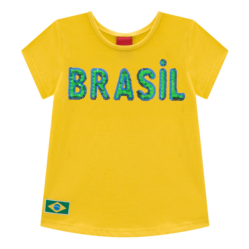 Blusa Juvenil Kyly Manga Curta Bordado Lantejoulas Brasil