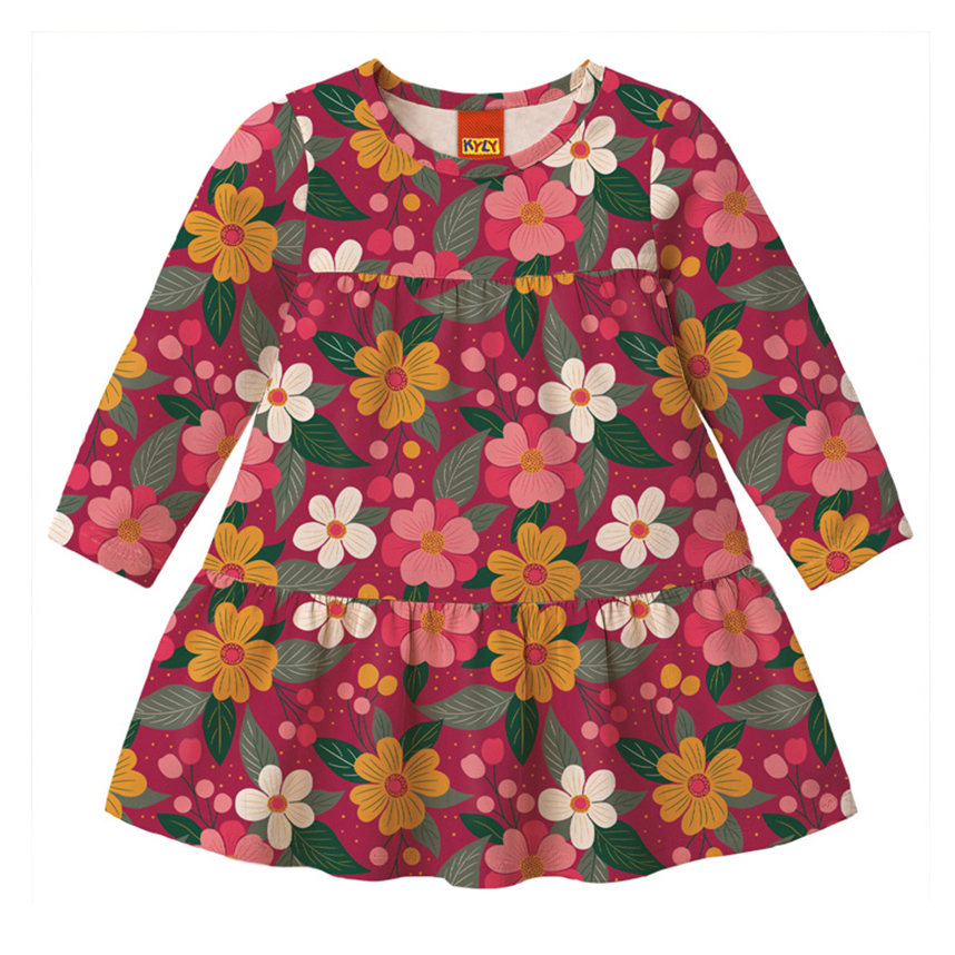 Vestido Infantil Kyly Manga Longa Estampa Floral