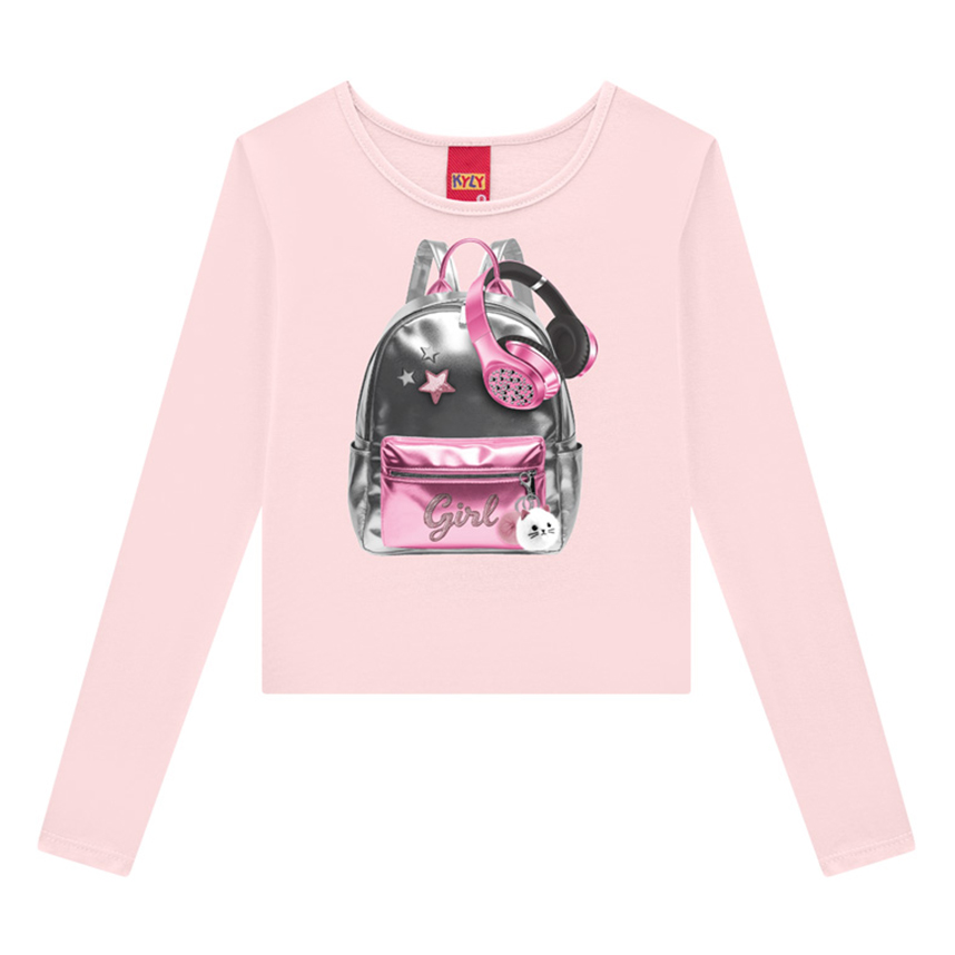Blusa Infantil Kyly Manga Longa Estampa Mochila
