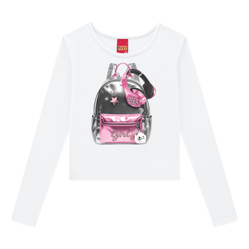 Blusa Infantil Kyly Manga Longa Estampa Mochila