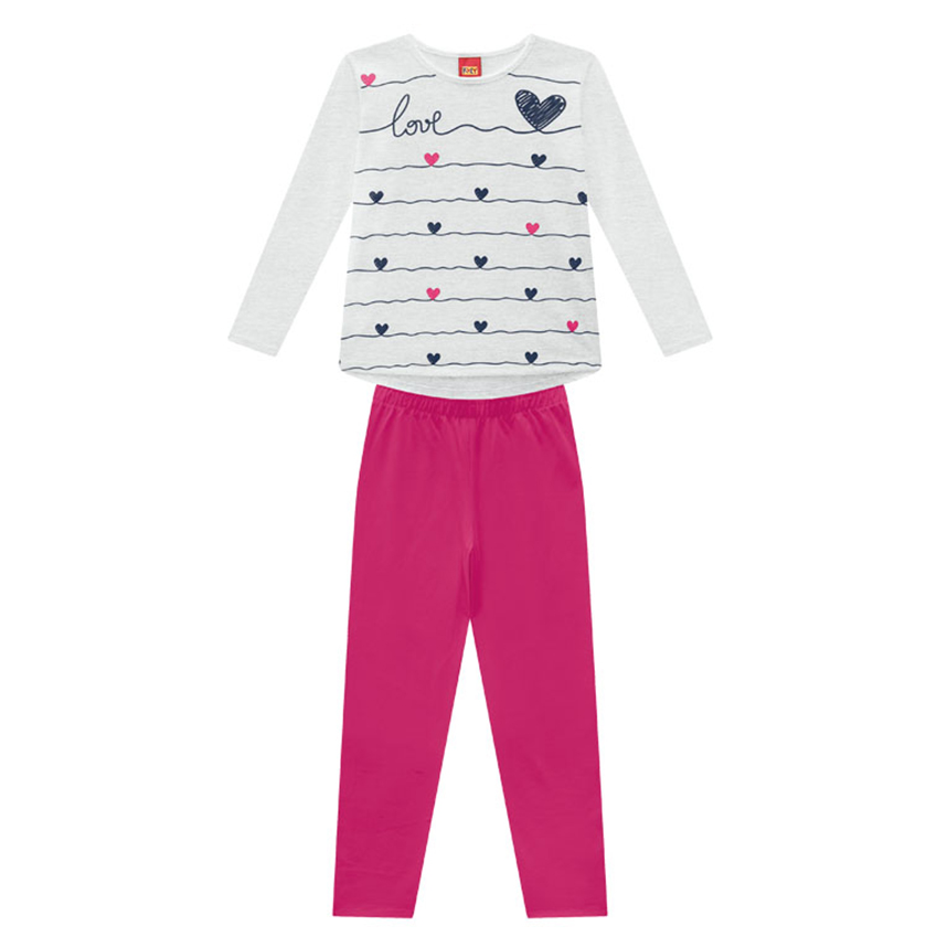 Conjunto Infantil Kyly Blusa Estampa Corações E Legging