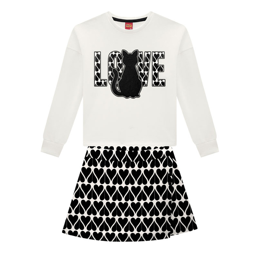 Conjunto Infantil Kyly Blusa Estampa Love E Short Saia