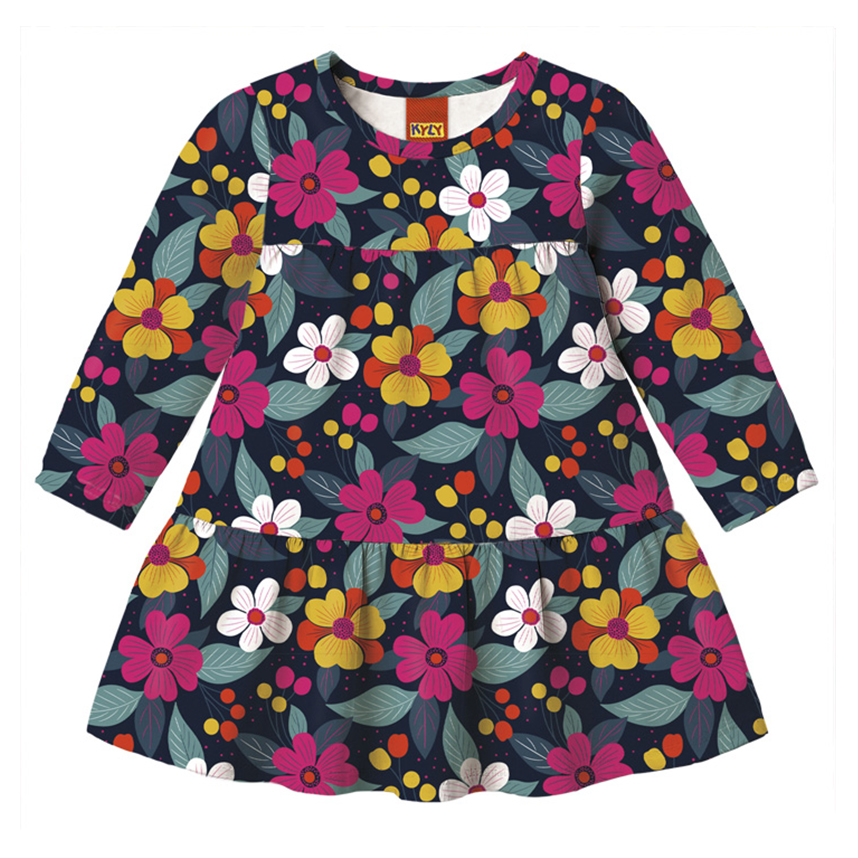 Vestido Infantil Kyly Manga Longa Estampa Floral