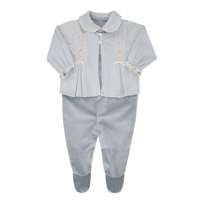 Macacão Longo Bebê Paraíso Casaco Estampa Flores