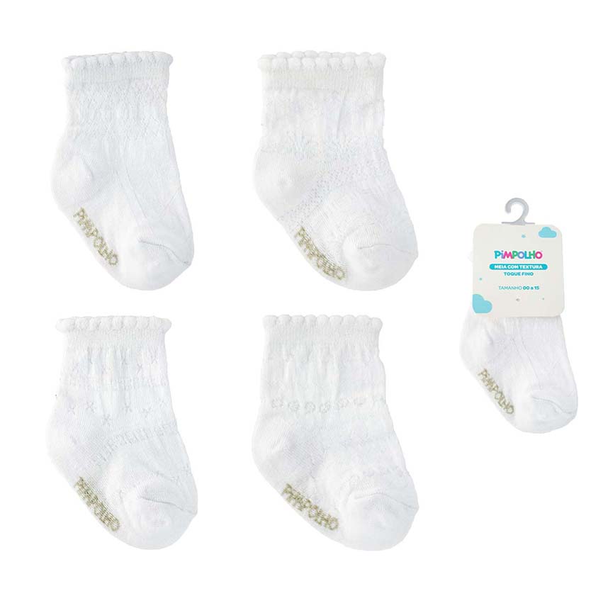 Meia Bebê Pimpolho Detalhe Trabalhado Unitária