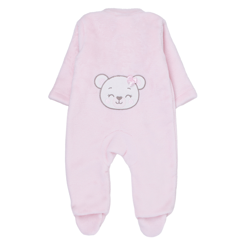 Macacão Longo Bebê Din Don Pêlo Bumbum Bordado Ursa