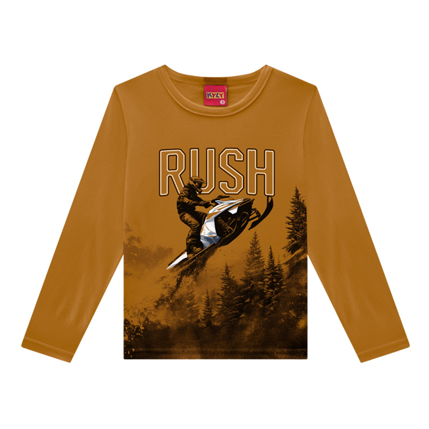 Camiseta Infantil Kyly Manga Longa Estampa Rush