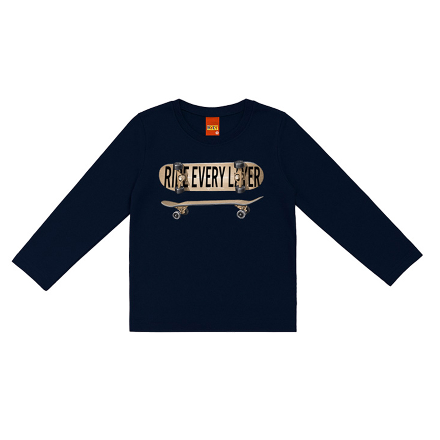 Camiseta Juvenil Kyly Manga Longa Estampa Skate