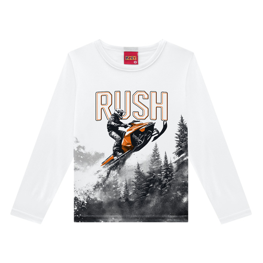 Camiseta Infantil Kyly Manga Longa Estampa Rush