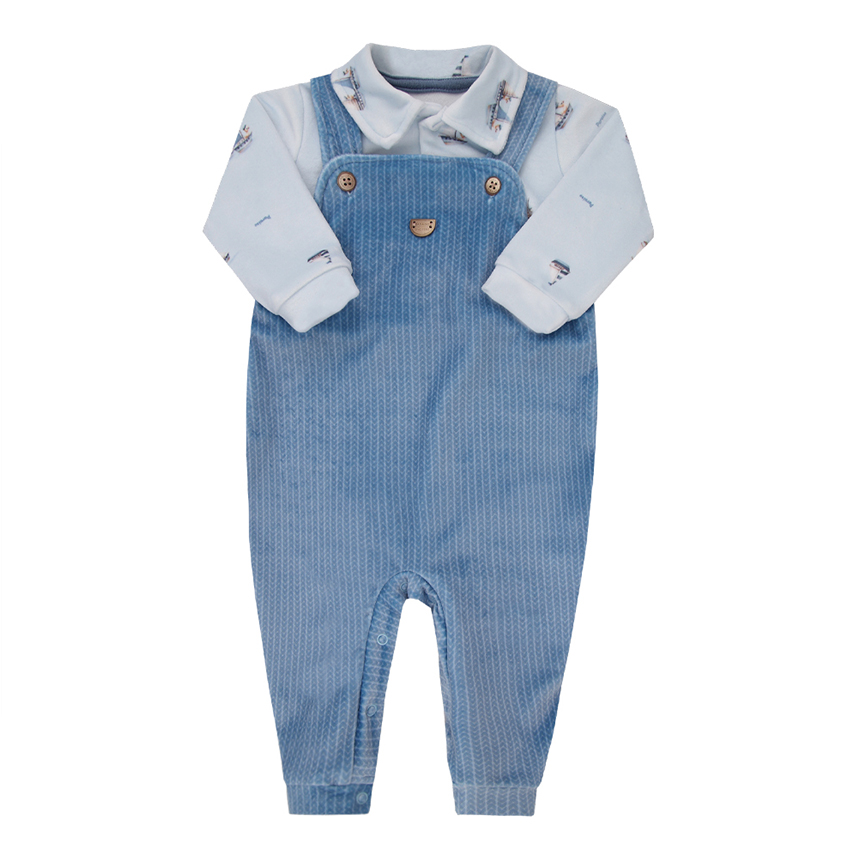 Macacão longo bebê Paraíso Jardineira Estampa Navios