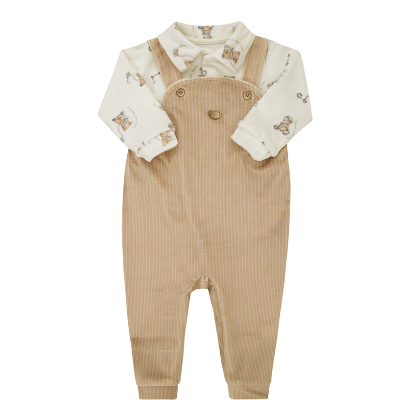 Macacão longo bebê Paraíso Jardineira Estampa Navios