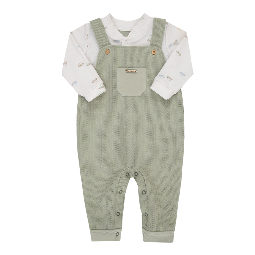 Macacão Longo Bebê Paraíso Suedine Estampa Ursos