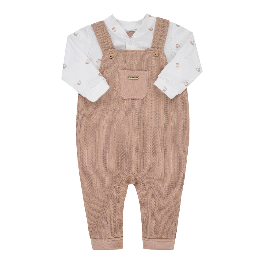 Macacão Longo Bebê Paraíso Suedine Estampa Ursos