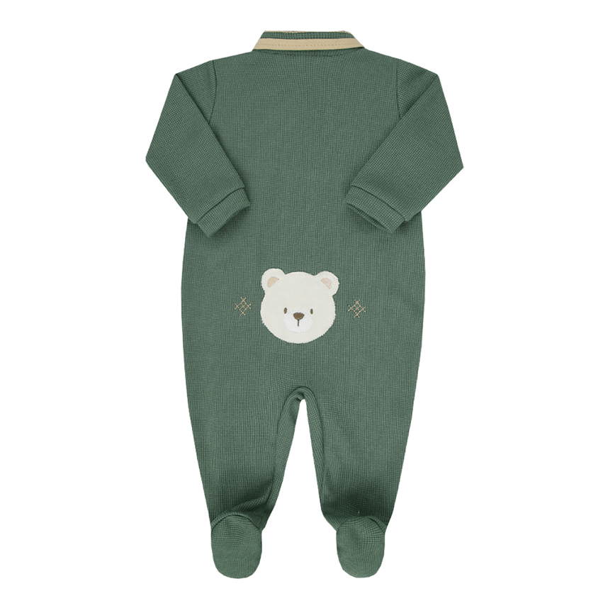 Macacão Longo Bebê Paraíso Com Gola Polo E Bordado