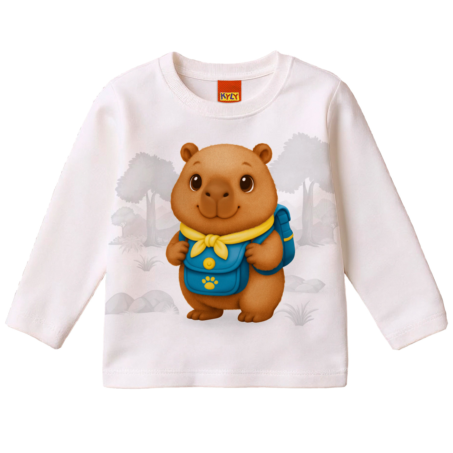 Camiseta Bebê Kyly Manga Longa Estampa Capivara