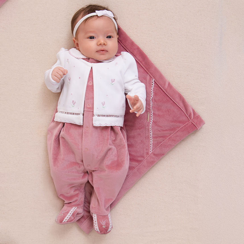 Saída Maternidade Paraíso Detalhe Renda E Bordado 2 Peças