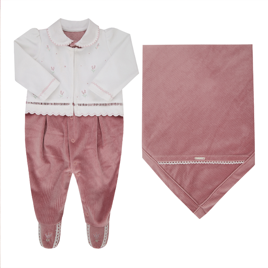 Saída Maternidade Paraíso Detalhe Renda E Bordado 2 Peças