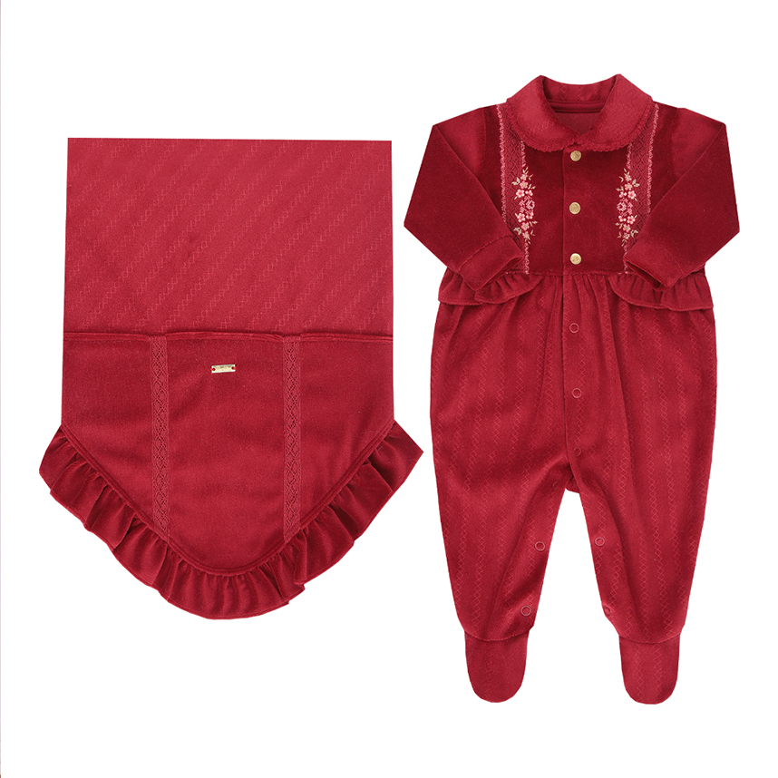 Saída Maternidade Paraíso Detalhe Babado E Bordado 2 Peças