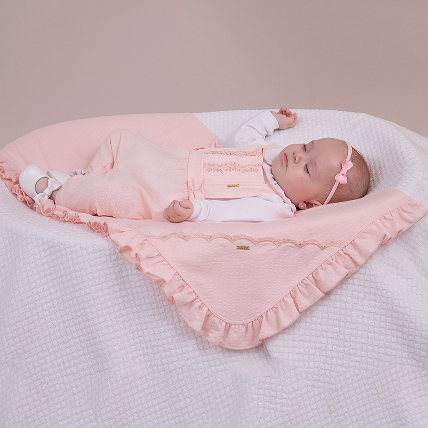 Saída Maternidade Paraíso Com Laço E Bordado Floral 2 Peças