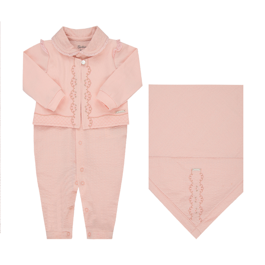 Saída Maternidade Paraíso Renda Detalhe Bordado 2 Peças