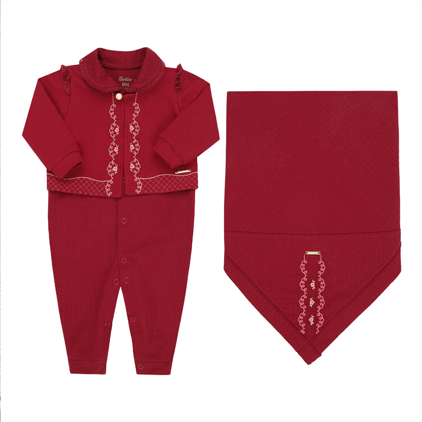 Saída Maternidade Paraíso Renda Detalhe Bordado 2 Peças