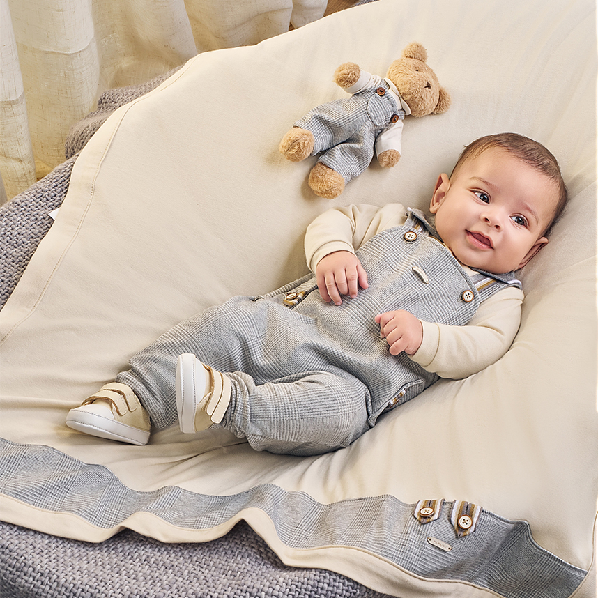 Saída Maternidade Paraíso Xadrez Com Gola Polo 2 Peças