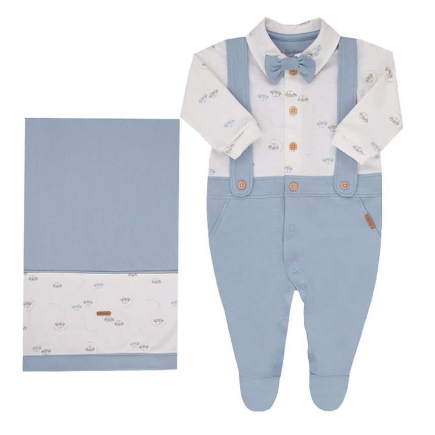 Saída Maternidade Paraíso Plush Estampa Carros 3 Peças