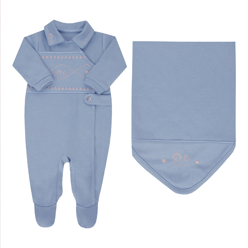 Saída Maternidade Paraíso Bordado Bike 2 Peças