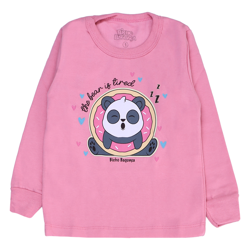 Pijama Longo Infantil Bicho Bagunça Meia Malha Estampa Panda Pijama Longo Infantil Bicho Bagunça Meia Malha Estampa Panda