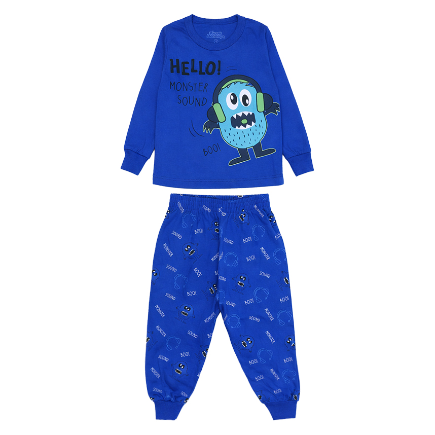 Pijama Longo Infantil Bicho Bagunça Meia Malha Monster