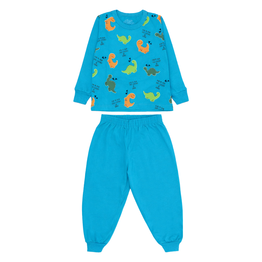 Pijama Longo Infantil Bicho Bagunça Meia Malha Dinossauro