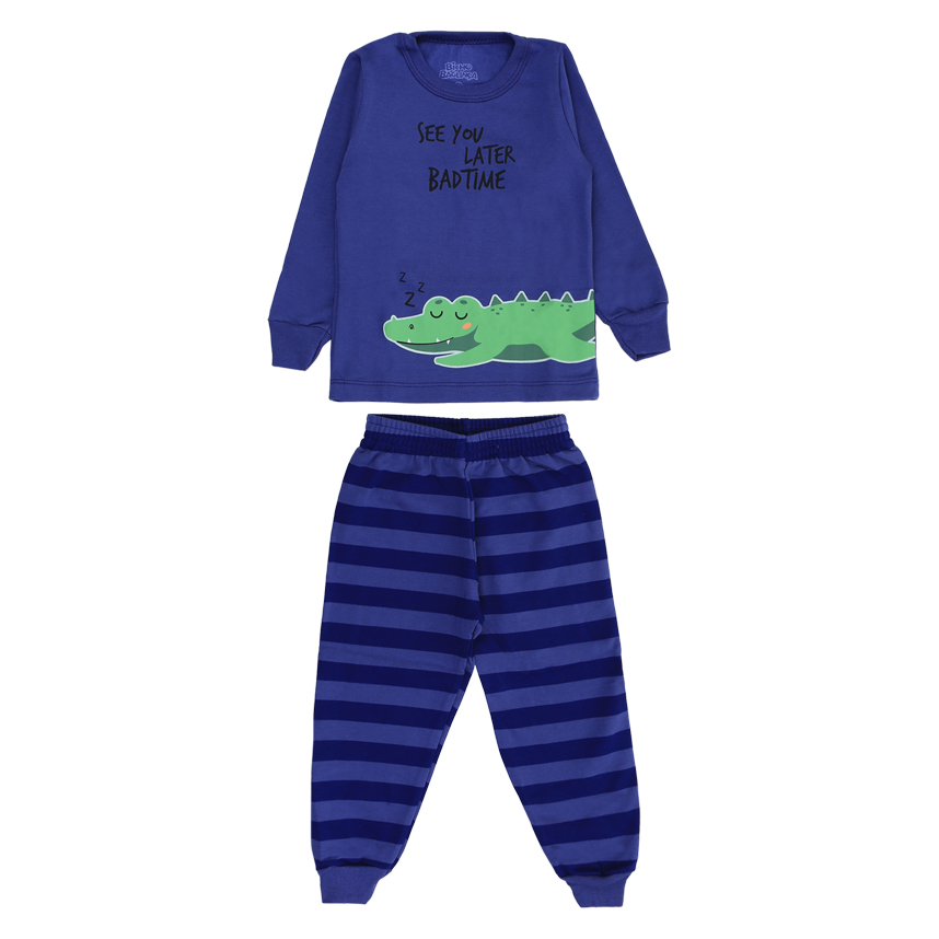 Pijama Longo Infantil Bicho Bagunça Peluciado Jacaré