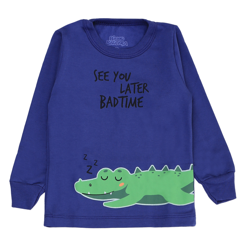 Pijama Longo Infantil Bicho Bagunça Peluciado Jacaré