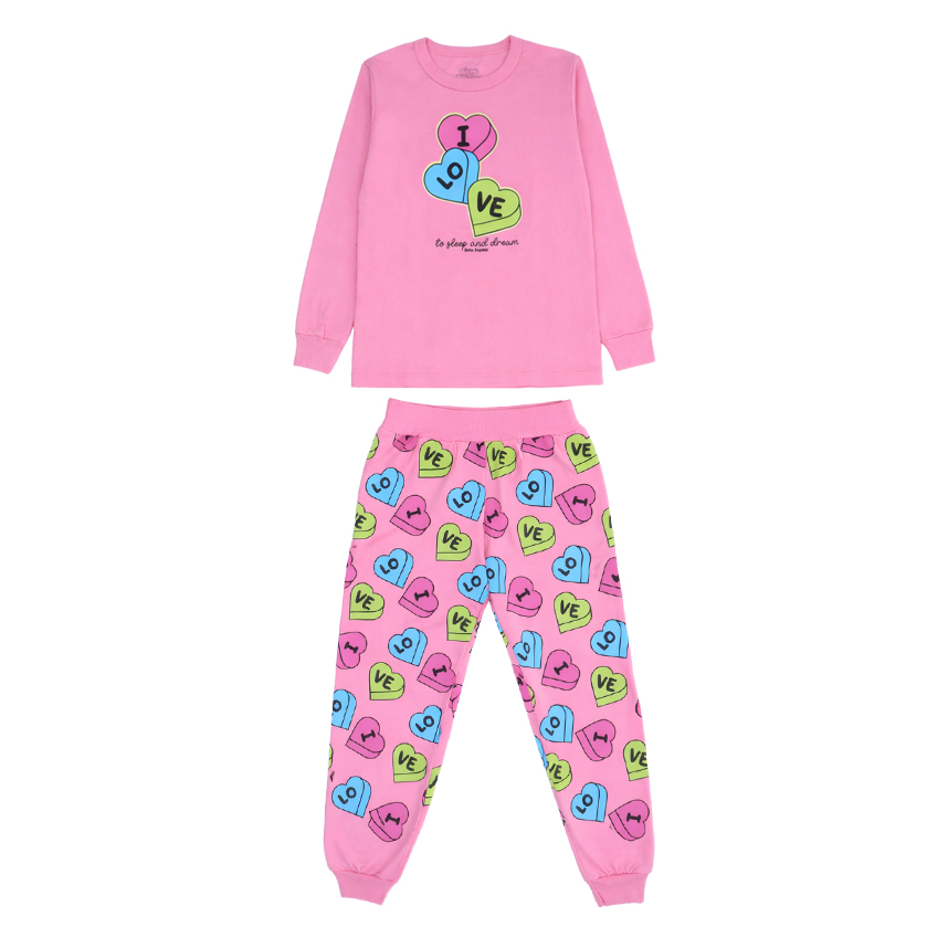 Pijama Longo Infantil Bicho Bagunça Peluciado Estampa Love