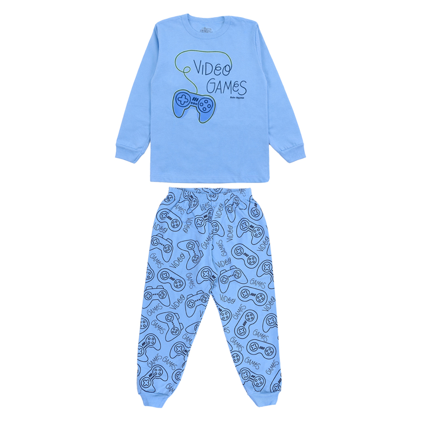 Pijama Longo Infantil Bicho Bagunça Estampa Video Games