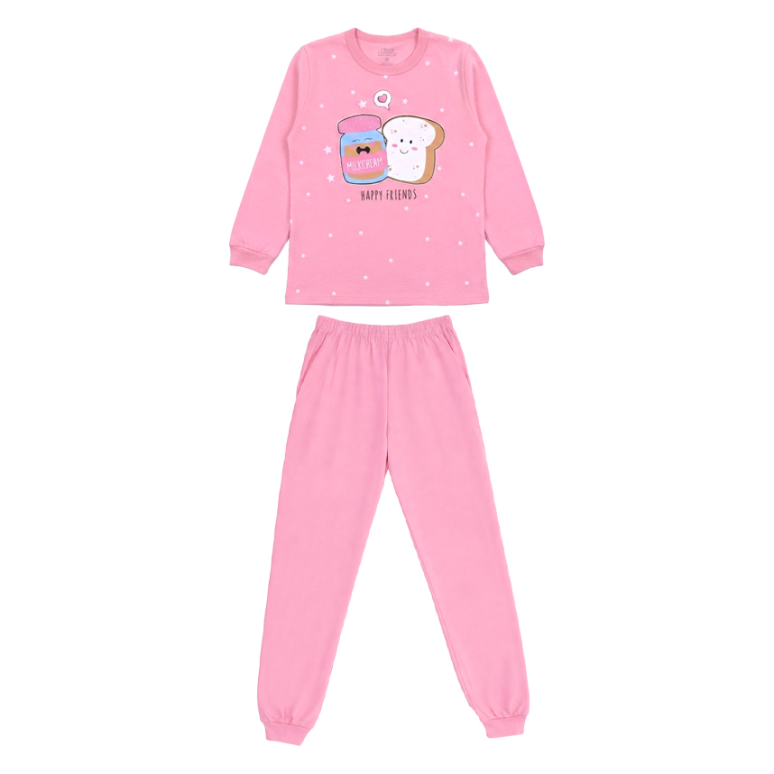 Pijama Longo Juvenil Bicho Bagunça Estampa Happy Friends