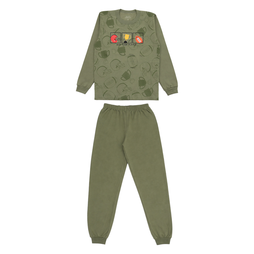 Pijama Longo Juvenil Bicho Bagunça Estampa Troféu