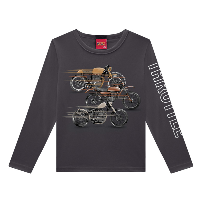 Camiseta Juvenil Kyly Manga Longa Estampa Motos