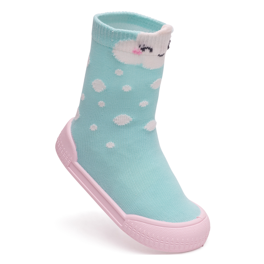 Meia Bebê Pimpolho com Sola Estampa Nuvem