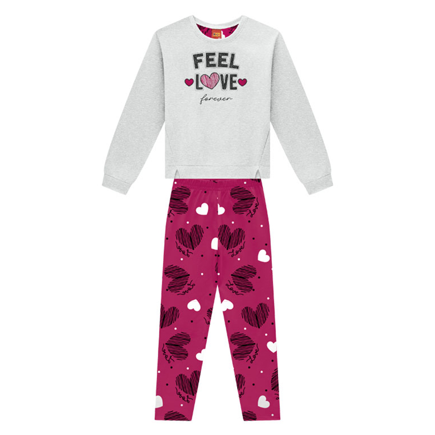 Conjunto Infantil Kyly Casaco E Calça Legging Corações