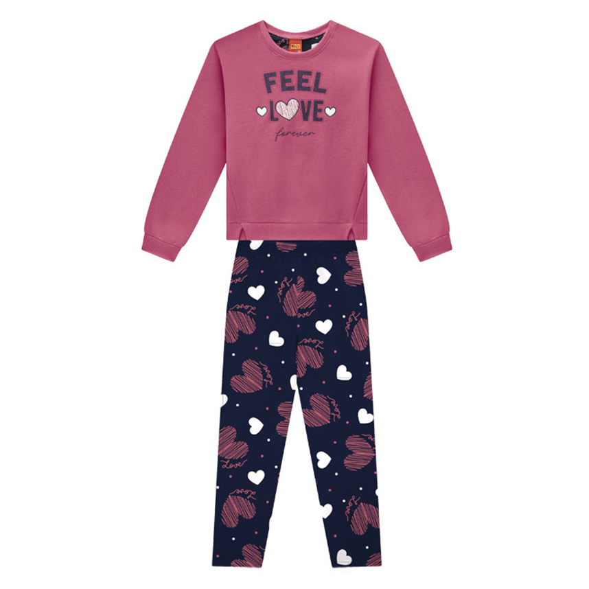 Conjunto Infantil Kyly Casaco E Calça Legging Corações