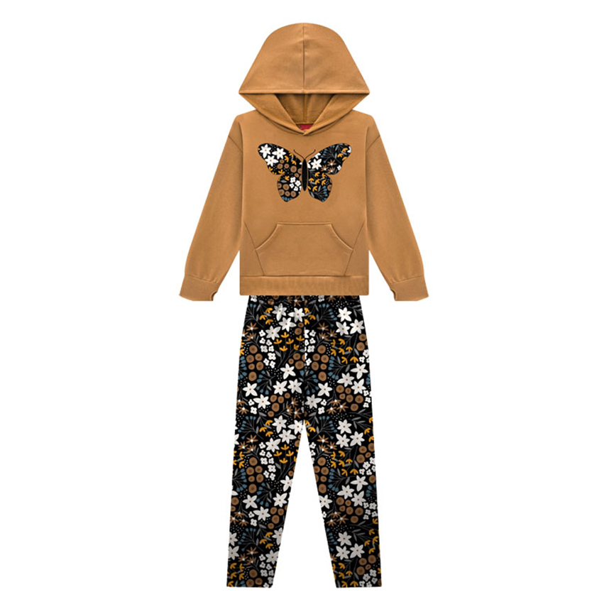 Conjunto Infantil Kyly Blusão Estampa Borboletas E Calça