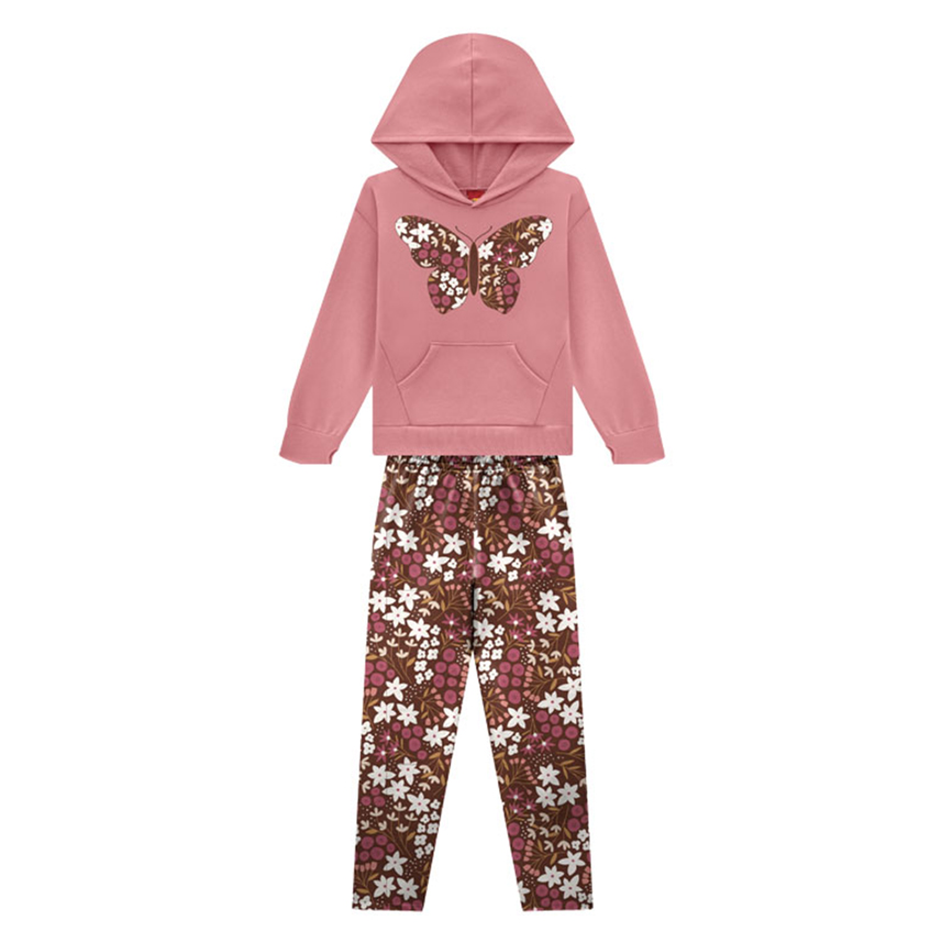 Conjunto Infantil Kyly Blusão Estampa Borboletas E Calça