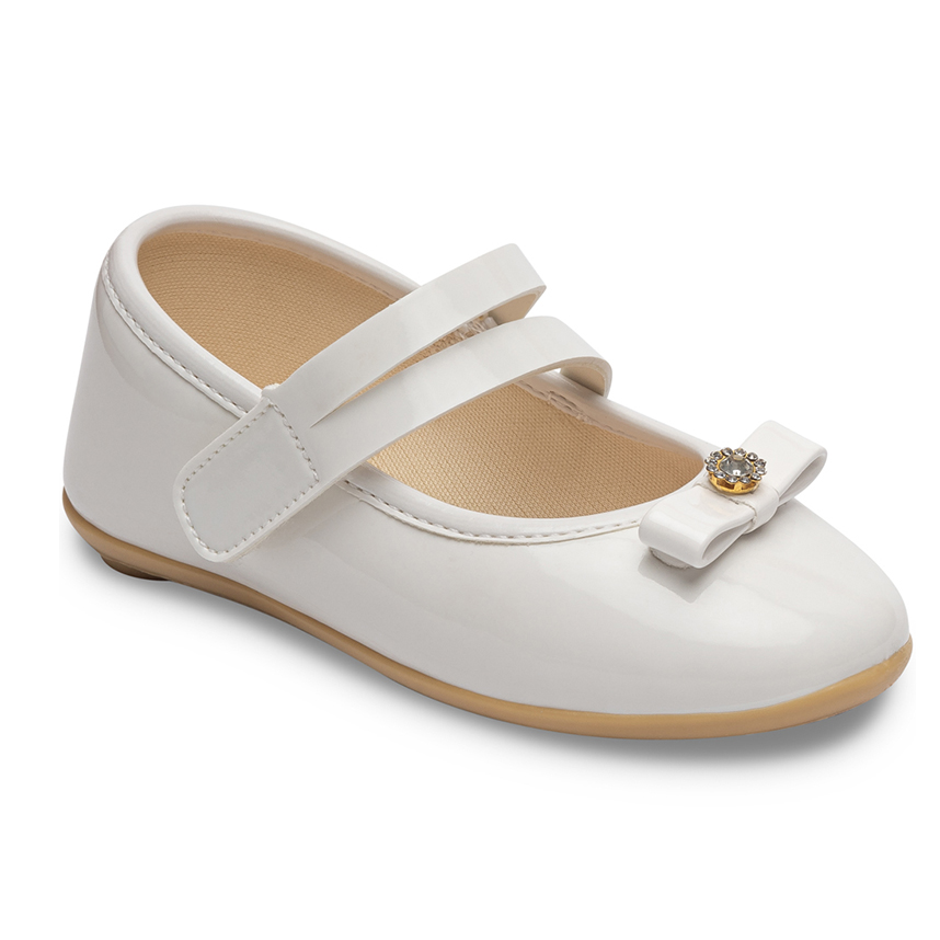 Sapato Infantil Pimpolho Com Velcro Detalhe Laço E Strass